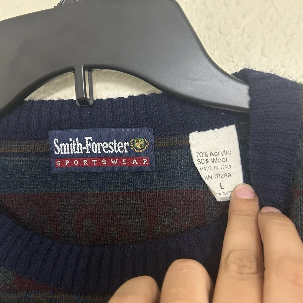 Vintage Smith Forester Wool Blend Sweater Mens Large Made in Italy Retro Paisley